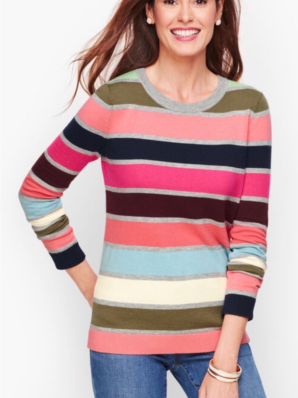 Colorful Supersoft Striped Crewneck Sweater